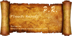 Plesch Rezső névjegykártya